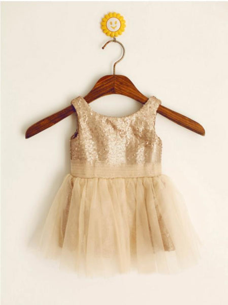 Long Sequins Princess Scoop Sleeveless Flower Girl Dresses