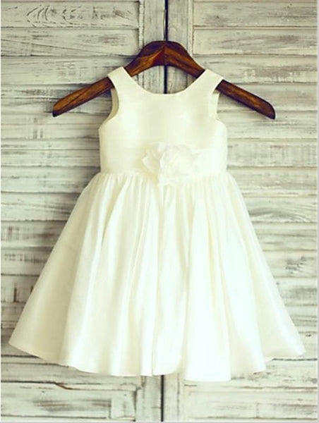 Chiffon Princess Scoop Sleeveless Flower Girl Dresses With Hand-made Flower
