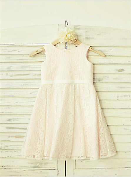 Lace Princess Jewel Sleeveless Flower Girl Dresses Floor Length Dress