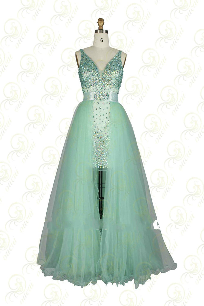 Twinset Tulle Prom Dresses,Green Prom Dress,Evening Dress