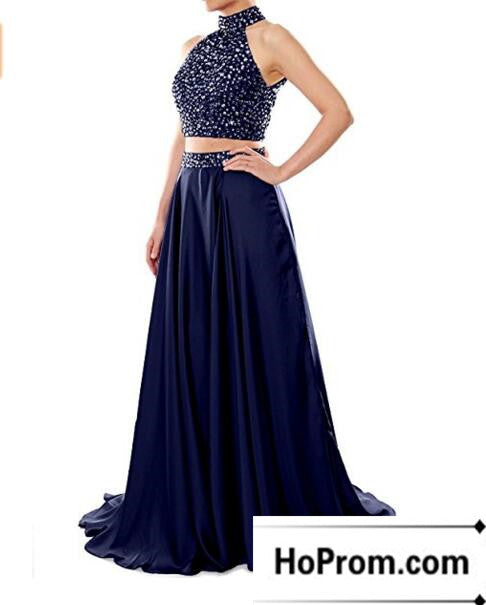 Two Piece A-Line Beading Prom Dress Evening Dresses