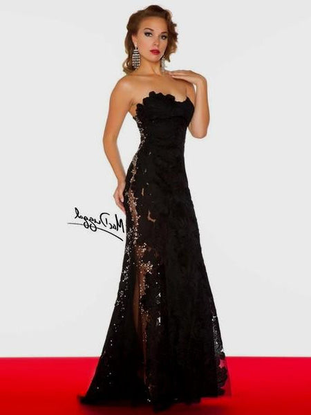 Simple Black Lace Long Prom Dresses Evening Dress