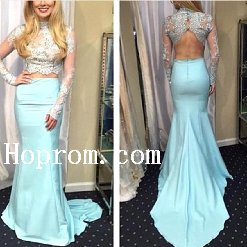 High Neck Prom Dresses,Long Sleeve Prom Dress,Evening Dress