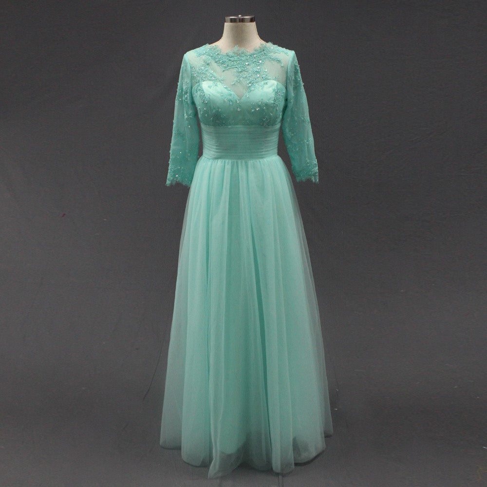 Long Sleeve Prom Dresses,Lace Prom Dress,Evening Dress