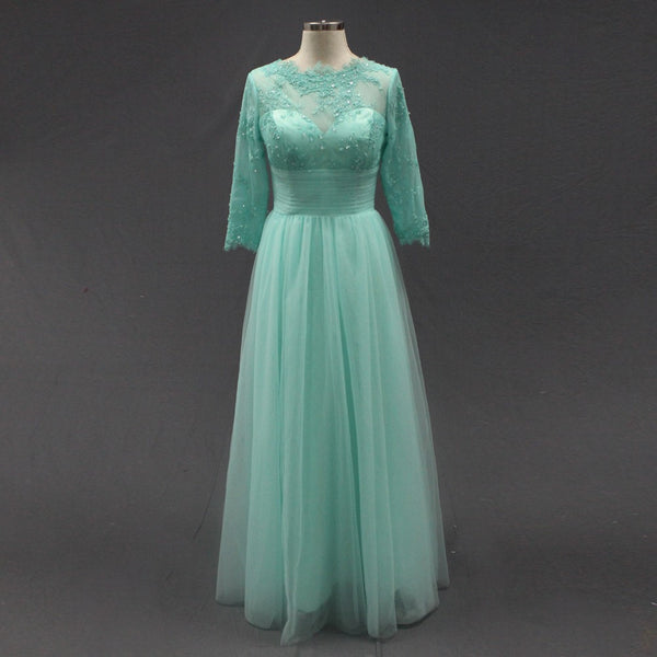 Long Sleeve Prom Dresses,Lace Prom Dress,Evening Dress