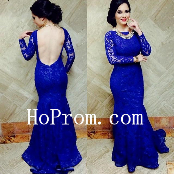Lace Mermaid Prom Dresses,Long Sleeve Prom Dress,Evening Dress