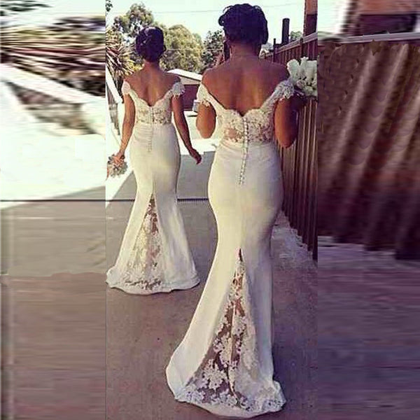 Off Shoulder Prom Dresses,White Lace Prom Dress,Evening Dress