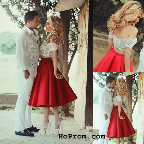 Two Piece Short Prom Dress Red Two Pieces Prom Dresses Two Piece Cocktail Dress