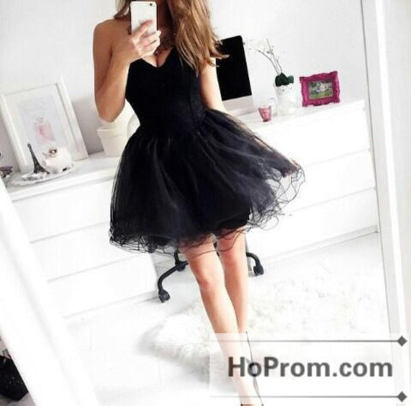Mini Black Short Sleveless Prom Dresses Homecoming Dresses