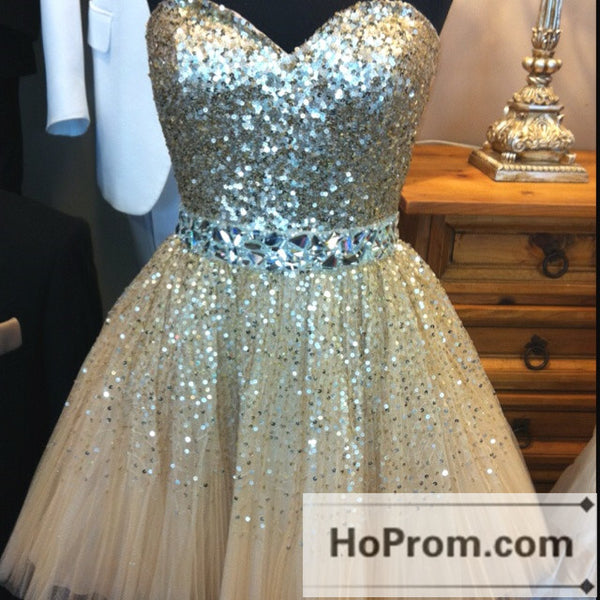 A-Line Sequins Sweetheart Short Prom Dresses Homecoming Dresses