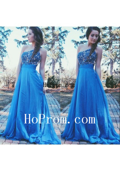Lovely Blue Prom Dresses,One Shoulder Prom Dress,Evening Dress