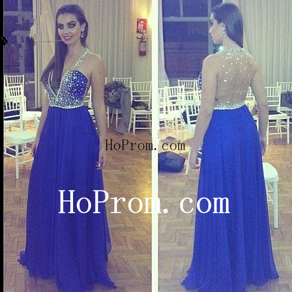 See Through Prom Dresses,Blue Prom Dress,Evening Dress