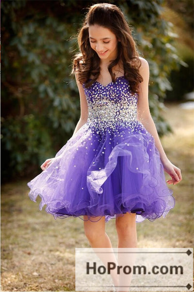 A-Line Sweetheart Purple Short Prom Dresses Homecoming Dresses