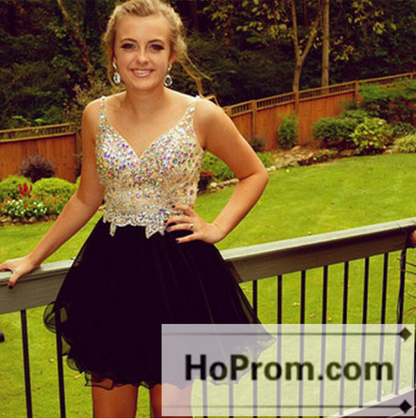 Straps Beaded Short Mini Black Prom Dresses Homecoming Dresses
