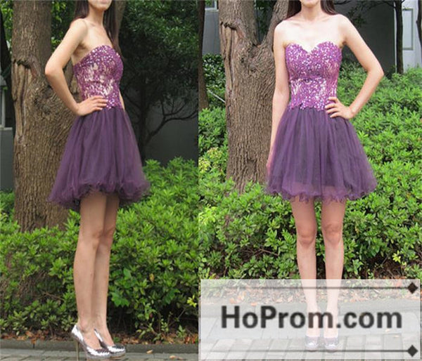 Strapless Mini Lace Short Prom Dresses Homecoming Dresses