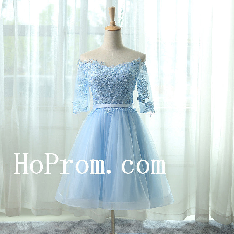 Light Blue Prom Dresses,Half Sleeve Prom Dress,Short Evening Dress Hoprom Light Blue Prom Dresses,Half Sleeve Prom Dress,Short Evening Dress Hoprom