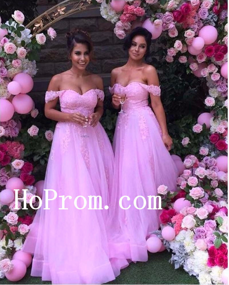 Pink Chiffon Prom Dresses,Lace Long Prom Dress,Evening Dress
