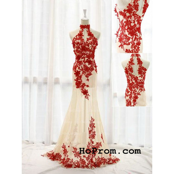Red Halter Lace Prom Dresses Prom Dress Lace Red Evening Dress