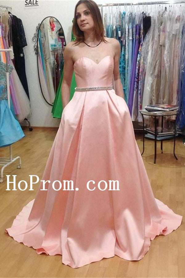 Strapless Prom Dresses,Long Prom Dress,Pink Evening Dresses