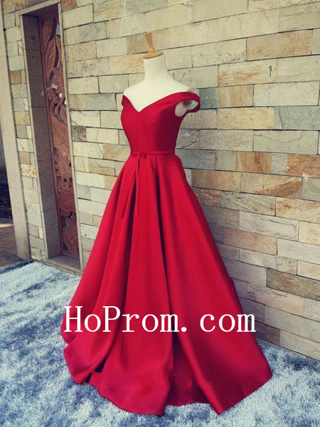 Long Red Prom Dresses,Satin Prom Dress,Evening Dress
