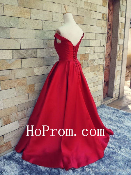 Long Red Prom Dresses,Satin Prom Dress,Evening Dress