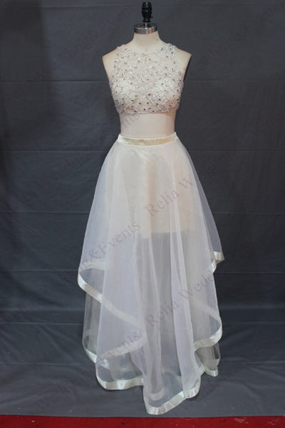 Two Piece Prom Dresses,Beading Prom Dress,Evening Dress
