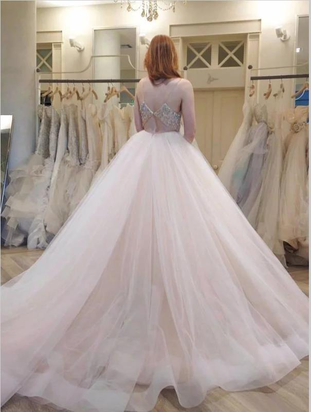 Tulle Spaghetti Straps Sleeveless Crystal Beading Wedding Dresses Ball Hoprom Tulle Spaghetti Straps Sleeveless Crystal Beading Wedding Dresses Ball Hoprom