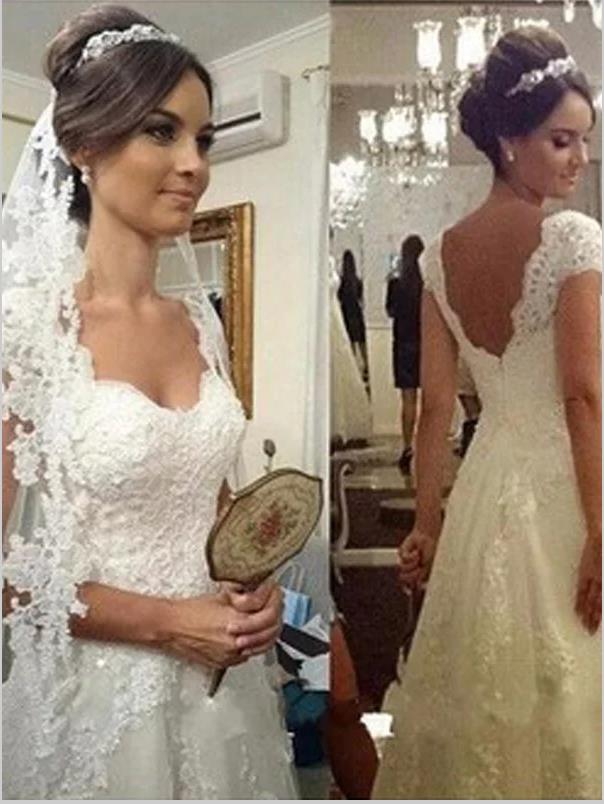 Lace Tulle Princess Sweetheart Wedding Dresses Floor Length Dresses