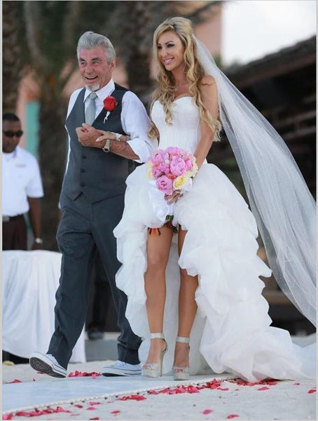 Sweetheart Princess Organza Asymmetrical Strapless Wedding Dresses