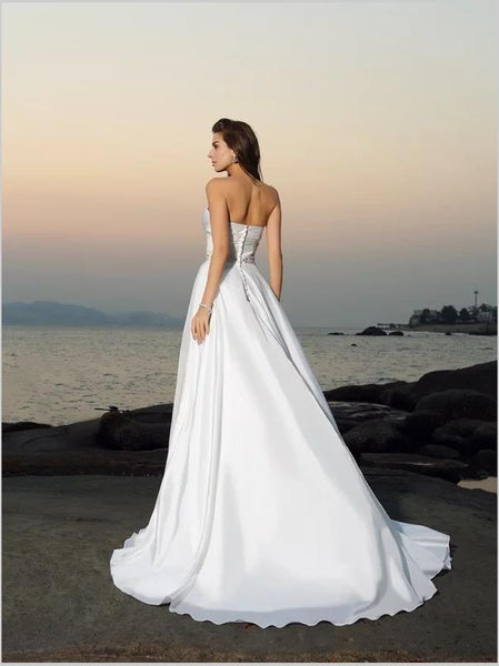Princess Taffeta Sweetheart Strapless Beading Wedding Dresses
