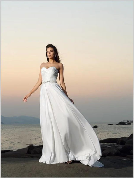 Princess Taffeta Sweetheart Strapless Beading Wedding Dresses