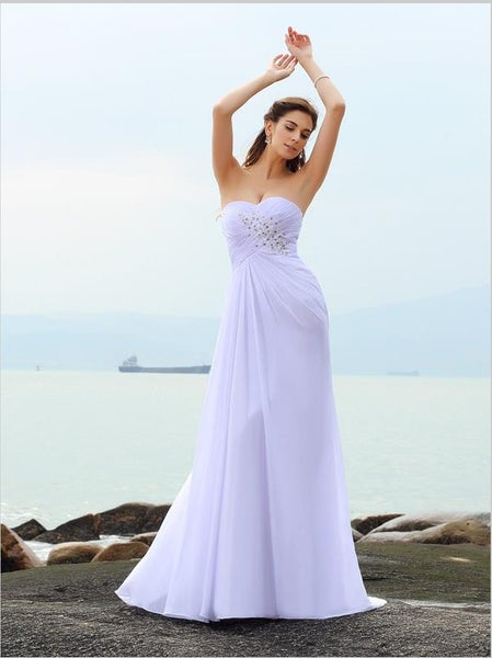 Sheath Chiffon Sweetheart Wedding Dresses,Beading Strapless Wedding Dresses