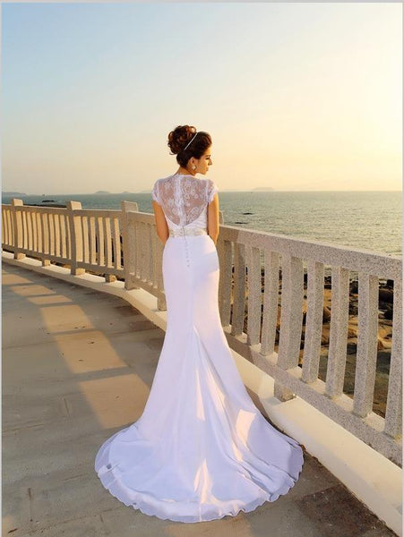 Sheath Chiffon V-neck Wedding Dresses,Beading Sleeveless Wedding Dresses
