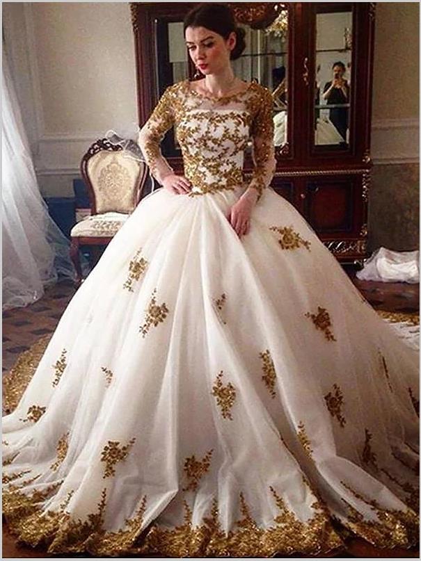 Tulle Sequin Scoop Long Sleeves Wedding Dresses Court Train Ball Gown