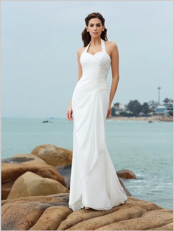 Sheath Chiffon Halter Wedding Dresses,Pleats Sleeveless Wedding Dresse Hoprom Sheath Chiffon Halter Wedding Dresses,Pleats Sleeveless Wedding Dresse Hoprom