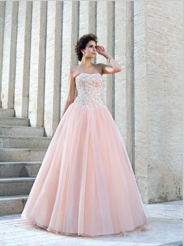 Satin Strapless Beading Sleeveless Wedding Dresses Ball Gown