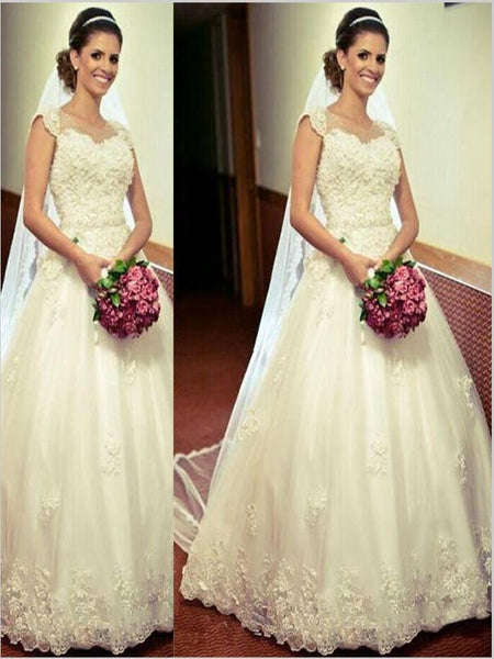 Sweetheart Tulle Sleeveless Wedding Dresses Floor Length Ball Gown