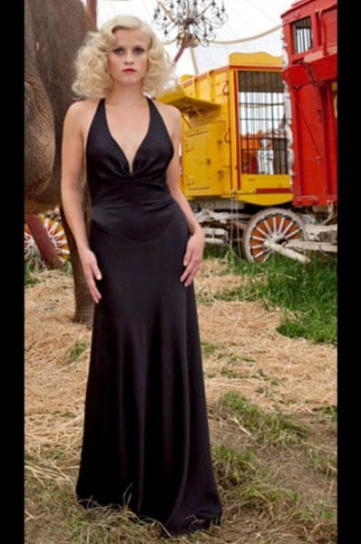 Reese Witherspoon as Marlena Black V-neck Dress from Water for Elephants